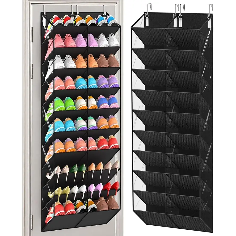 

20-30 Pairs Over the Door Shoe Organizer, Clear kets Hanging Shoe Storage or Closet, 10-Tier Door Shoes Rack, Handing Shoes Hold