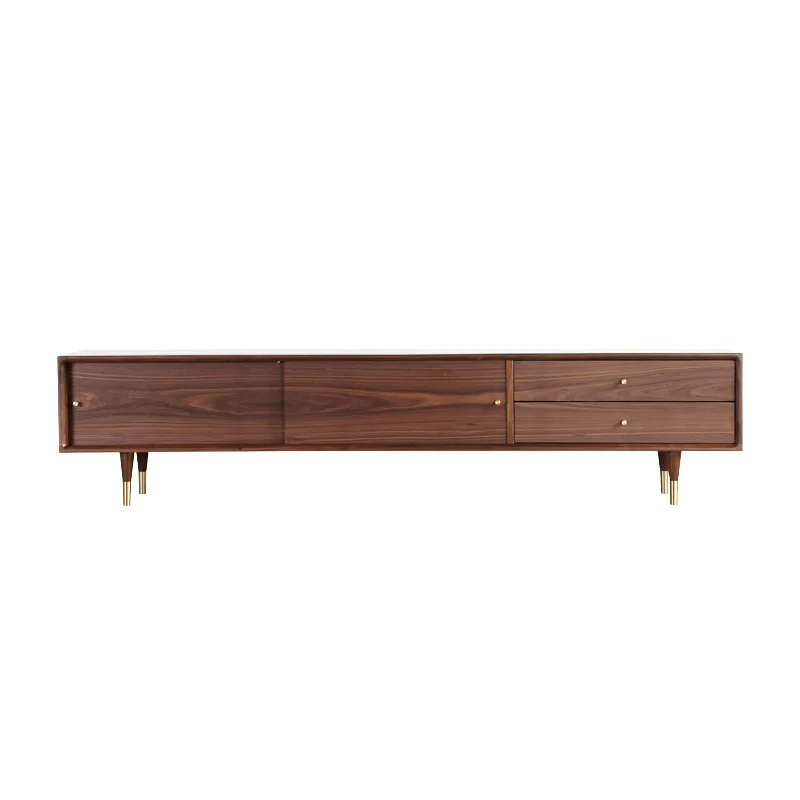 

All solid wood black walnut TV cabinet Nordic modern simple living room cherry wood white oak floor cabinet audio-visual cabinet