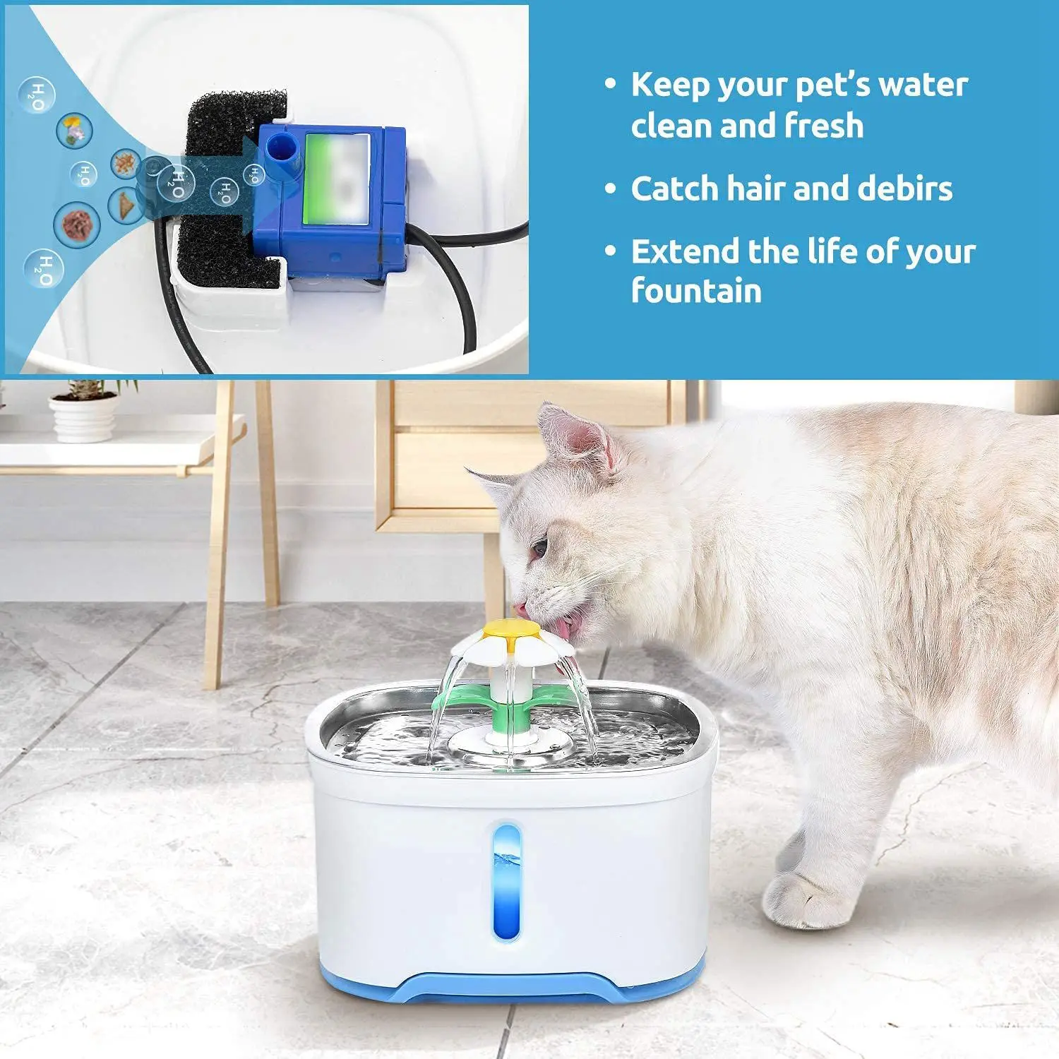 Filtre en mousse éponge pour fontaine de chat, remplacement pour fontaine pour animaux de compagnie, filtre pour chien, 8 pièces