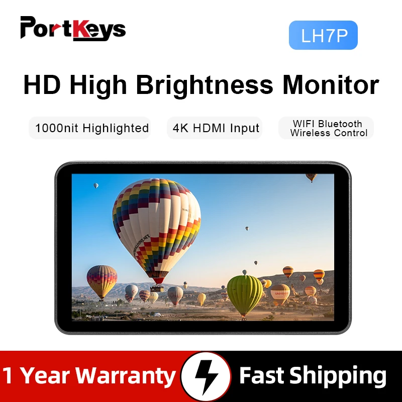 Portkeys LH7P 7 Inch 1000nits Wireless Camera Control Mointor 4K HDMI Full Touch Screen 3D LUT Field Monitor with HD 1920x1080