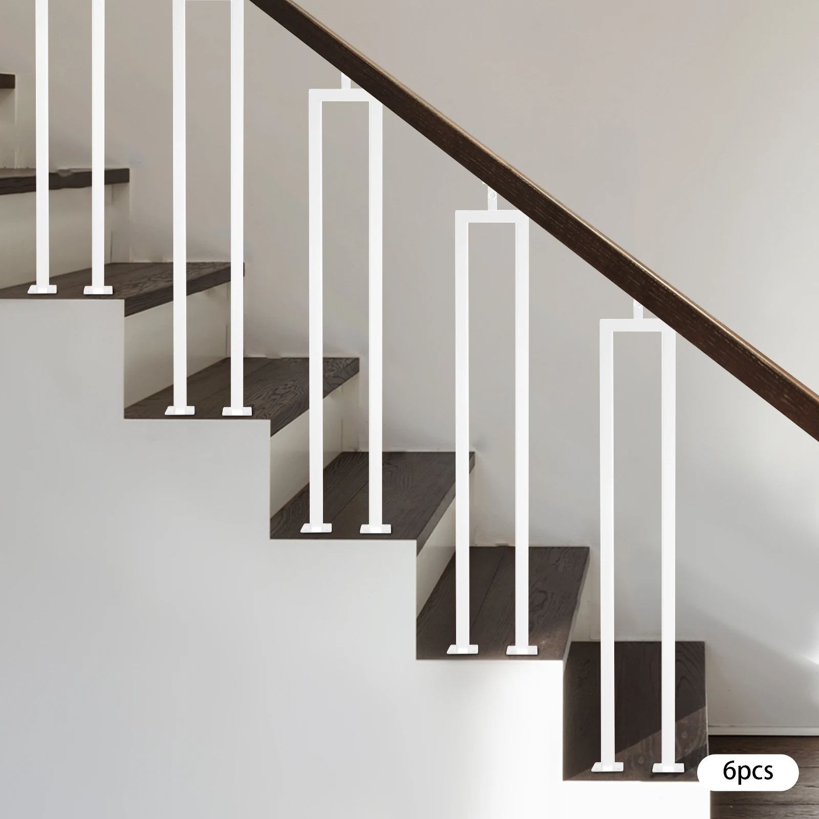 ชุดราวแขวนบันไดรูปตัวยูสีขาวขนาด 36 นิ้ว - 6 ชิ้นรองรับบันไดแข็งแรงทนทานเน้นราวบันไดที่ทนทาน