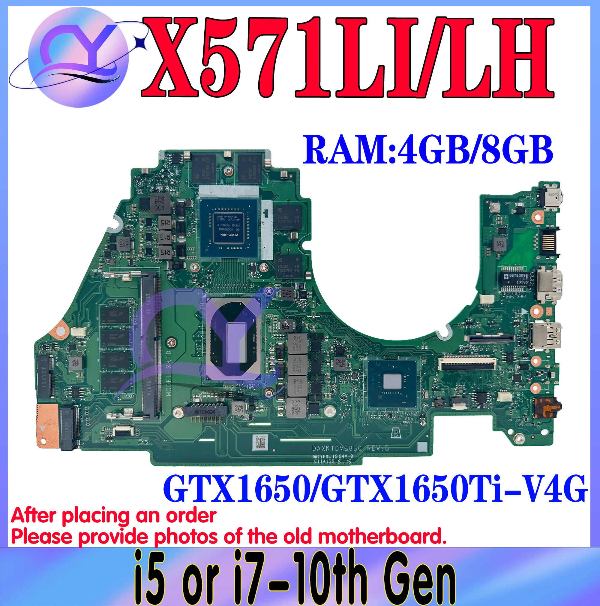 

KEFU VX60L Mainboard DAXKTDMB8B0 For ASUS X571LI X571LH X571L F571L R571L K571L Laptop Motherboard i5 i7 10th Gen RAM-4GB/8GB