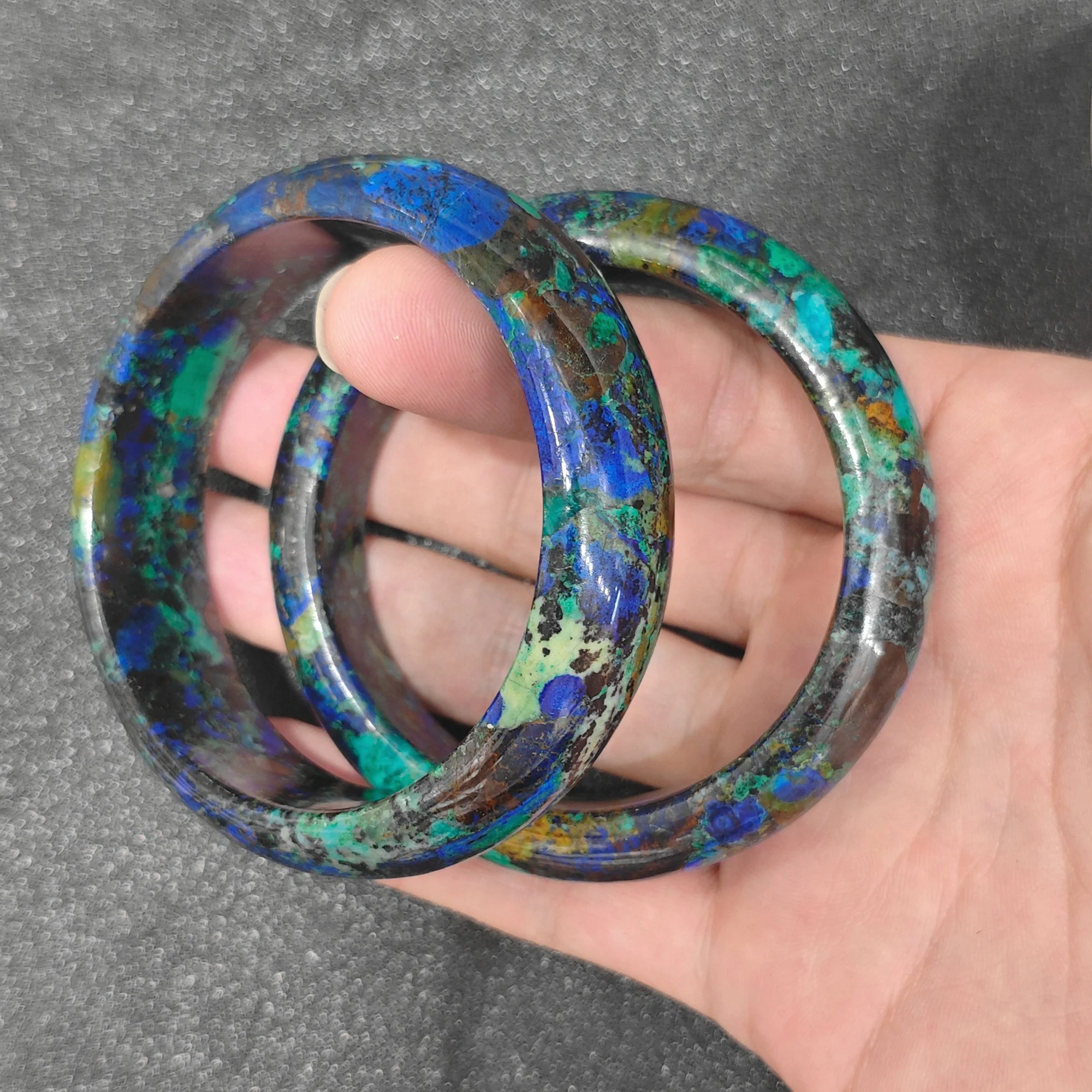 Natural Azurite Malachite Bangle Bracelet Gemstone Smooth Bangle Royal Blue Green Matrix Crystal Jewelry Present Supply 1 Piece