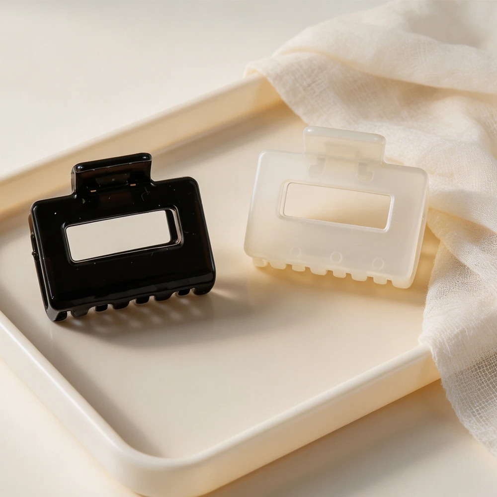 Women Small Hollow Square Hair Claw Clip 5CM Solid Color Non Slip Hair Grab Barrettes For Thin Medium Hair Half Up Hairstyle