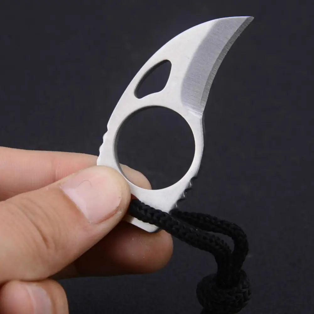 AUS-8A Steel Claw Knife Mini Handmade Combat Claw Karambit Ring Outdoor Camping Handy Multiuse Knife Outdoor Survival Tools