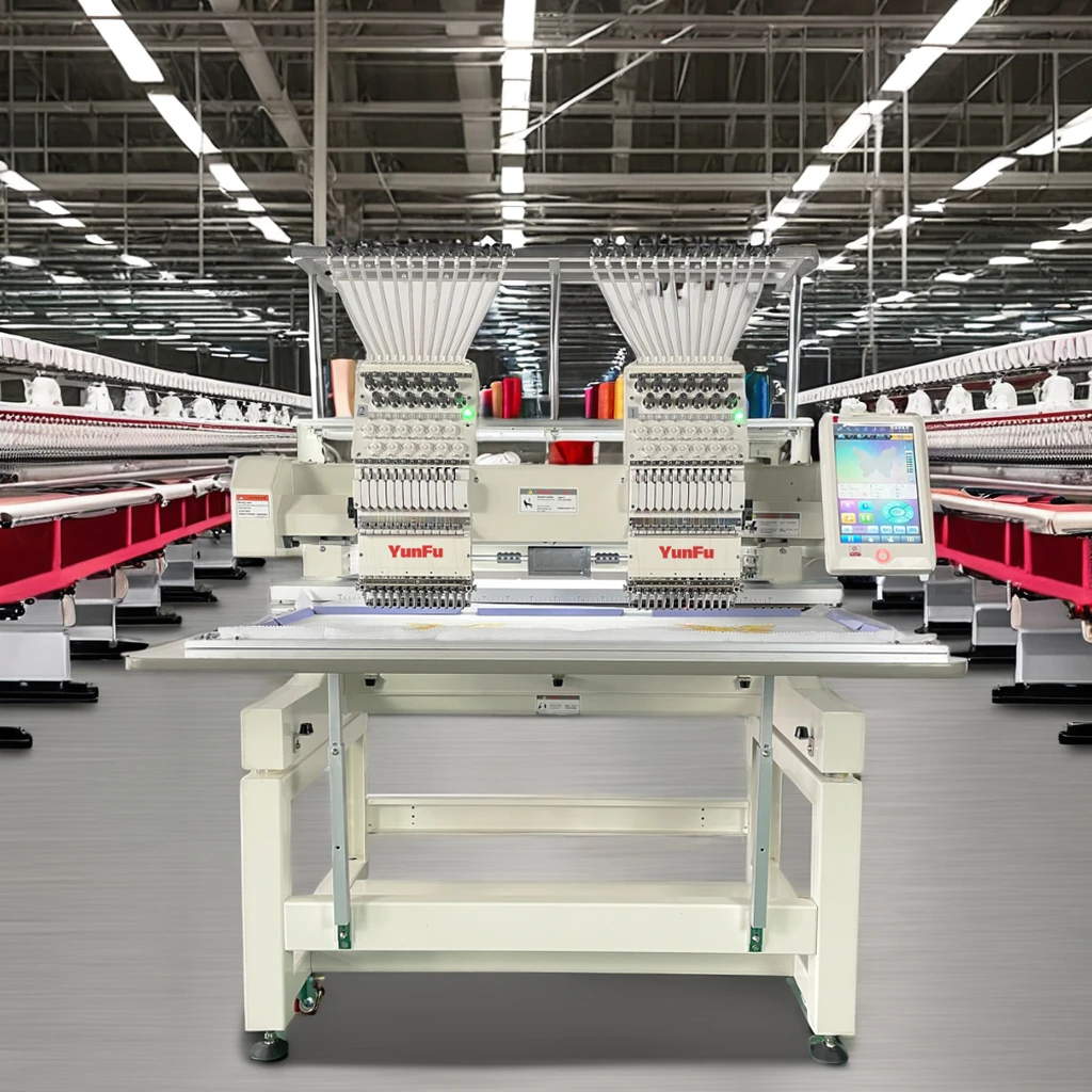 DDP 12 15 Needles Similar YUNFU Monogram 2 Head Embroidery Machine Dahao Computerized  for Retail and Printing Shops