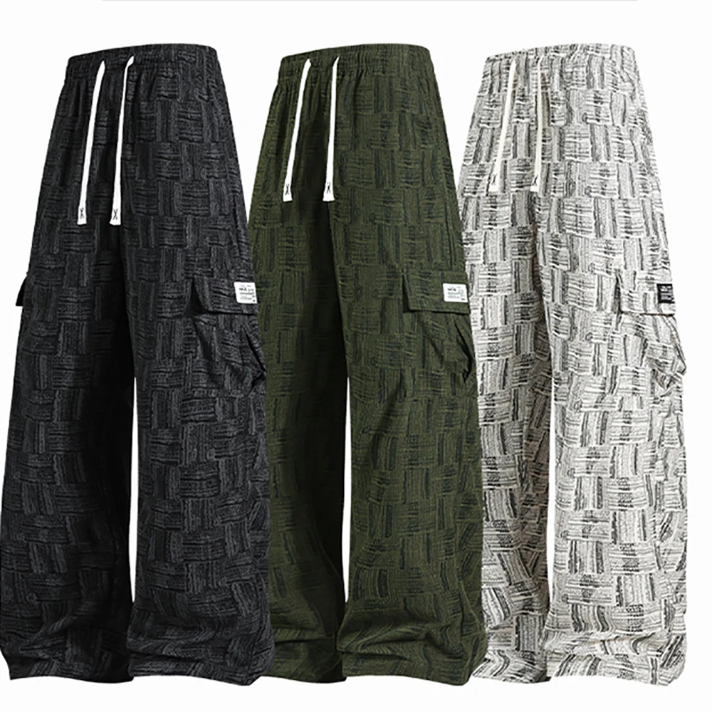 

Новые летние мужские прямые брюки, свободные быстросохнущие брюки из ледяного шелка, мужские красивые повседневные модные брюки на шнурке
