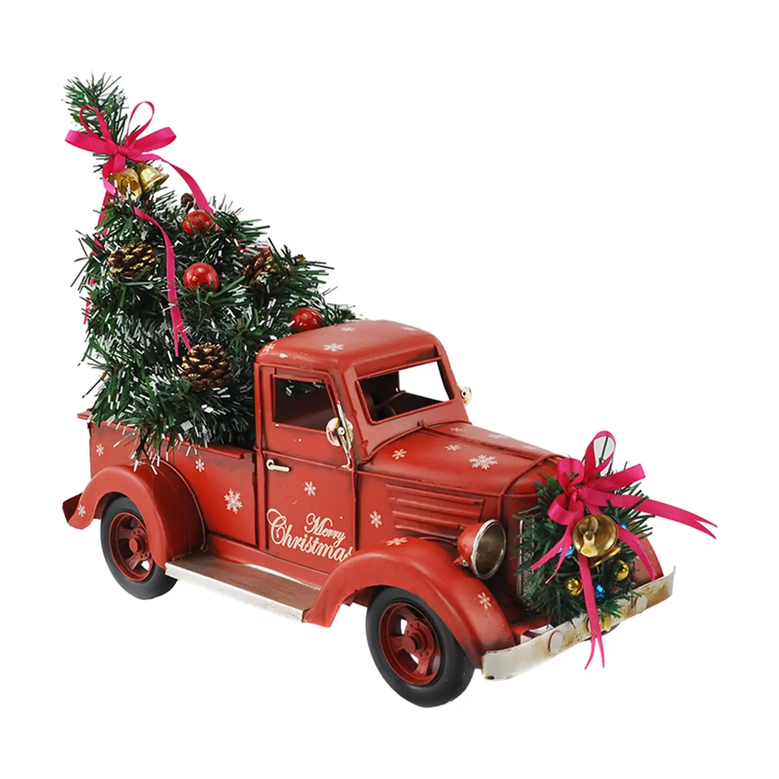 

Christmas Retro Truck Décor with Christmas Tree, Farmhouse Pickup Truck for