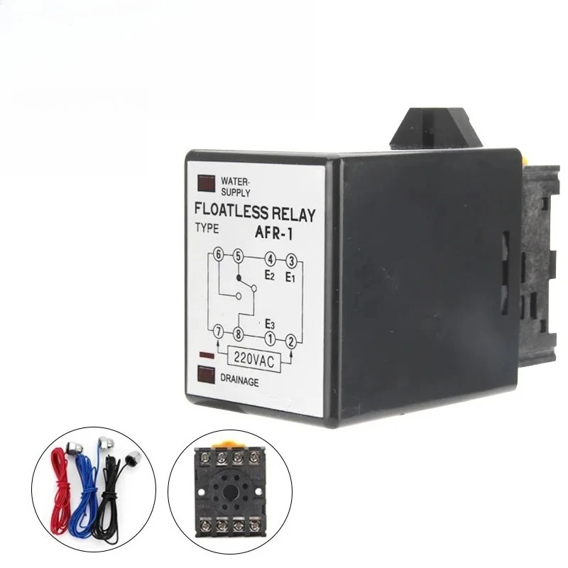 AFR-1 AC220V Floatless Liquid Level Control Relay Auto Water Supply Drainage Switch with Socket Base