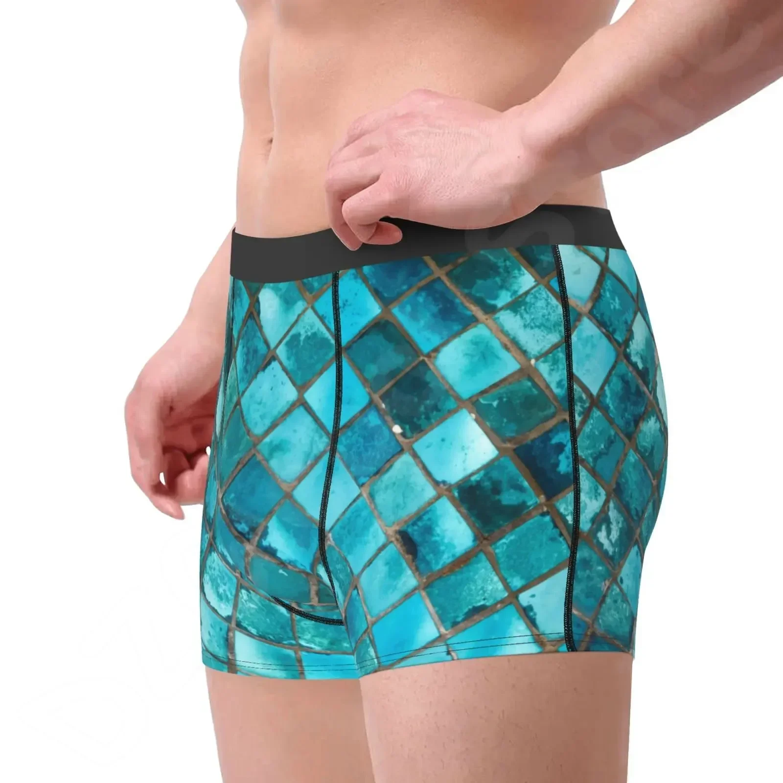 الفيروز الأزرق طباعة الرجال الملابس الداخلية الذكور مثير boxershort مريحة للتنفس رجل سراويل ropa الداخلية مثير دي hombre