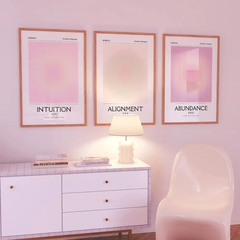 Nordic Positive Aura Spiritual Grainy Gradient Angel Number Trendy Wall Art Canvas Painting Posters For Living Room Home Decor