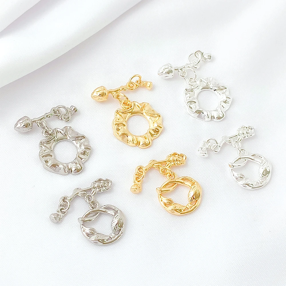 

3 PCS Brass Plated with 14K Gold Retro Zircon Inlay Lace OT Buckle DIY Jewelry Making Necklace Bracelet Connecting Accessories