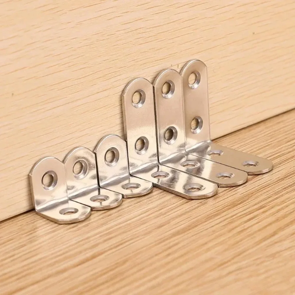 Picture 6: Stainless Steel L Shape Angle Bracket with Screws 90Degree Right Angle for Furniture Cabinet Wardrobe Shelf Corner Brace Connect