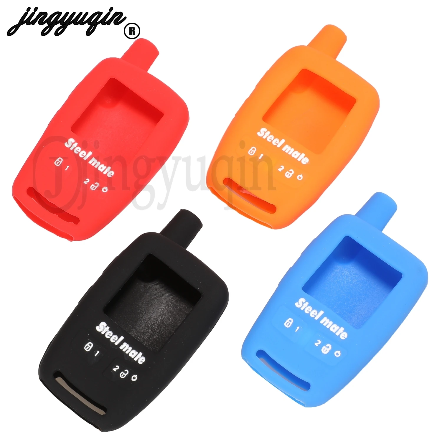 jingyuqin silicone rubber key cover for Steel mate Iron General Red Bat 8006 car alarm remote control key FOB case shell