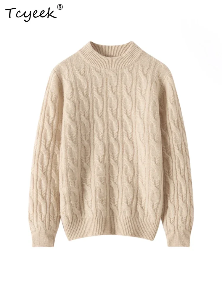 Children's Clothes Pullover Knit 100% Cashmere Sweater Autumn Winter Kids Warm Thick Boy Girls Sweater Half High Collar Jacquard