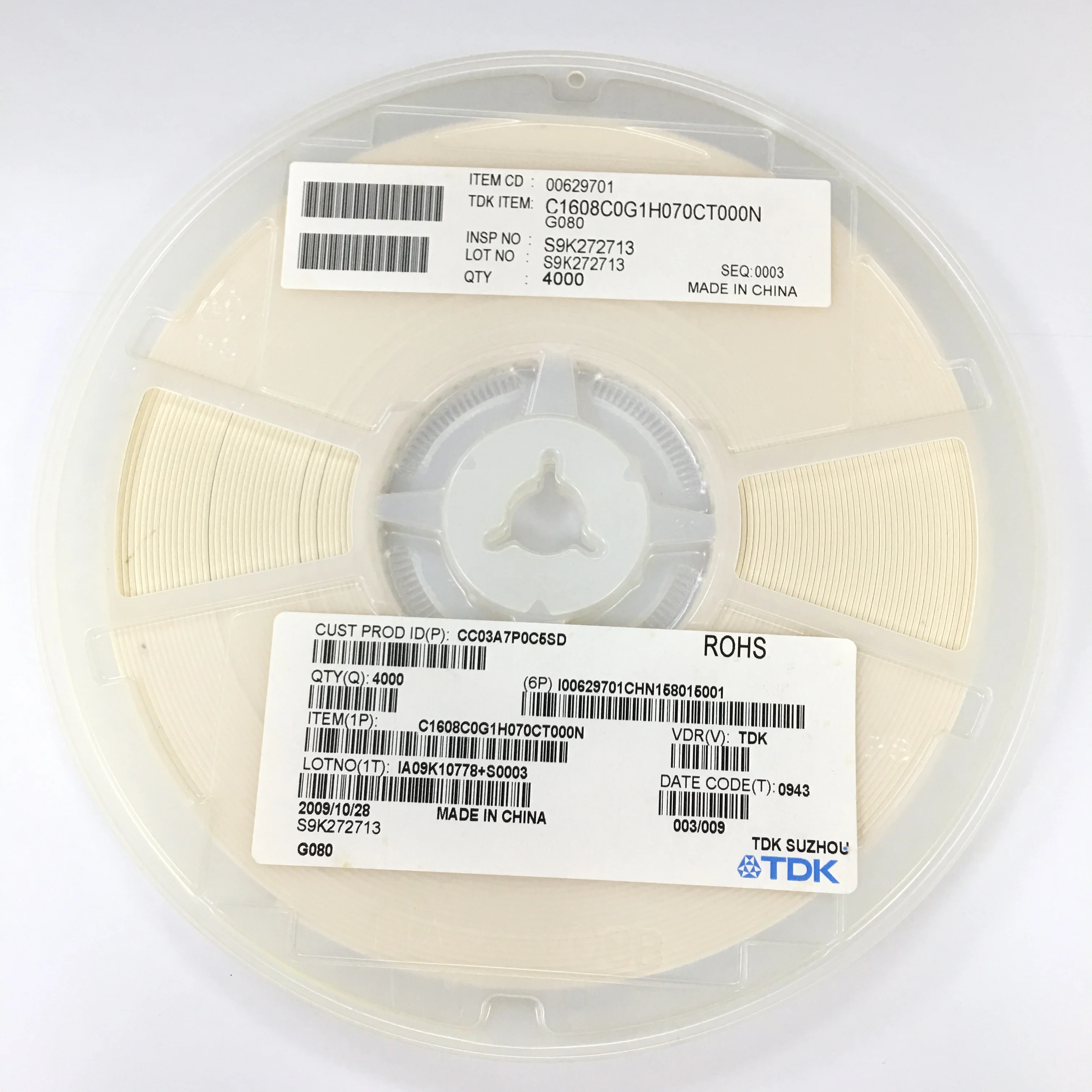 

10Pcs C1608c0g1h070ct000n Multilayer Ceramic Capacitor, 7 Pf, 50 V, 0.25Pf, C0g (Np0), 0603 1608 Metric New Original In Stock