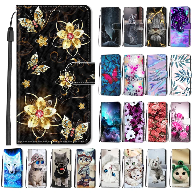 Flower Pattern Flip Case For Xiaomi Poco M5s Cases For Xiomi Mi Poco M5 S PocoM5S Wallet Leather Phone Case Stand Book Cover