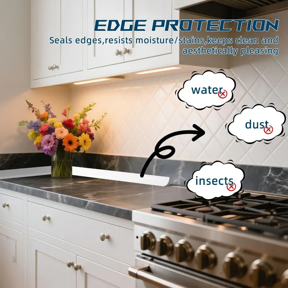 Afbeelding 4: Siliconen Kwart Ronde Molding Trim Flexibele 1/2/3m Kalefateren Strip Schil en Stok Douchedrempel badkamer/Keuken Aanrecht