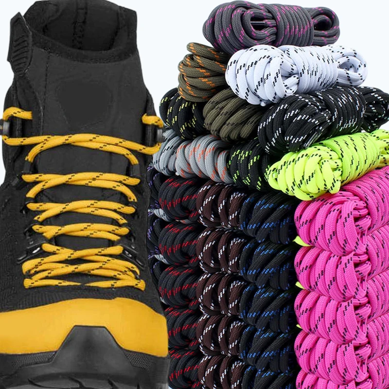 

Anti Slip Loose Shoelaces Outdoor Hiking and Leisure Shoelaces Round Wavy Ropes Black Brown Gray Green Men and Women's Styles