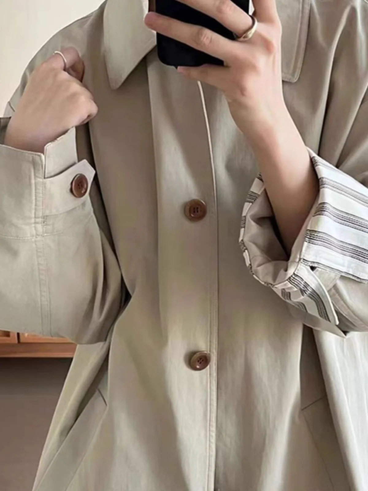 Japonês sle workwear casaco longo feminino outono design sensação pequeno ence ele solto briti sle casaco