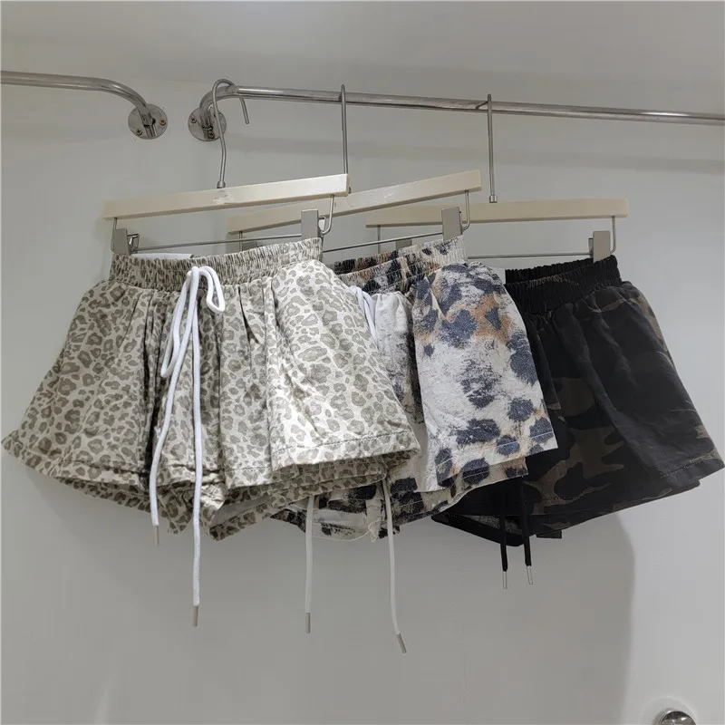 Fashion Retro Printed Denim Culottes For Women Summer New Casual Fashion Camouflage Leopard Pattern Women's Short Skirts