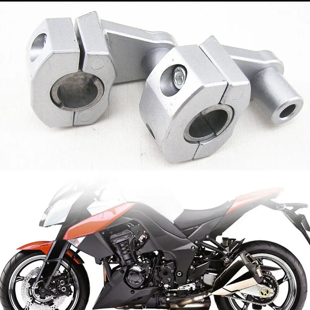 22mm/28mm Motorcycle Handlebar Risers Silver, Universal Aluminum Handlebar Mounts Elevator Clamp for Scooter Dirt Bike