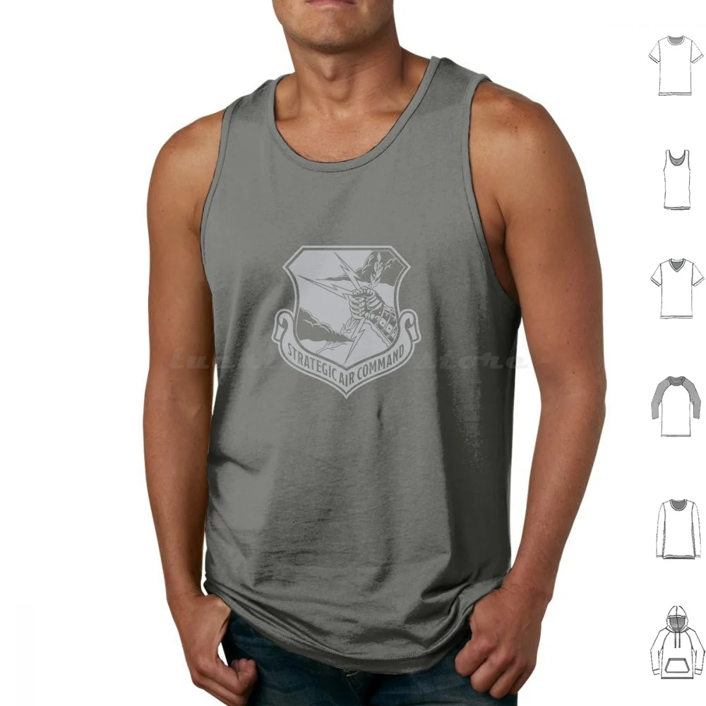 Strategic Air Command Emblem Single Color Light Gray Tank Tops Print Cotton Strategic Air Command Usaf Air Force Us Air