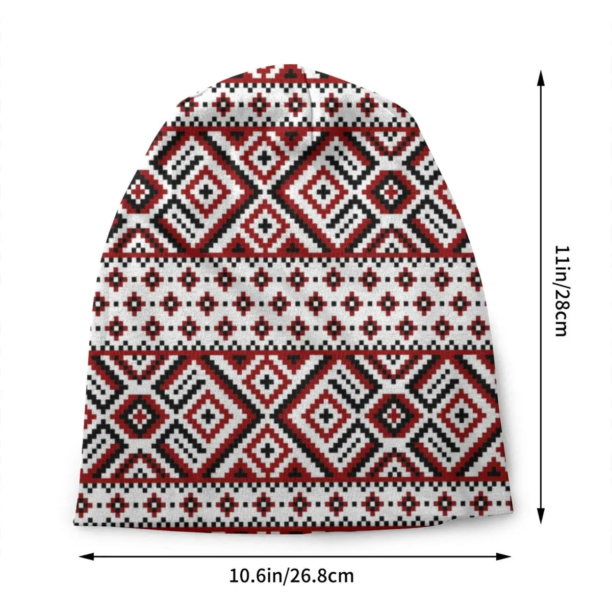 Ukraine Ukrainian Embroidery Red And Black Beanie Cap Winter Bonnet Homme Knitted Hats Bohemian Geometric Skullies Beanies Caps