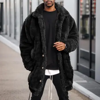 Winter Jacket Solid Color Plush Thicken Warm Men Coat for Daily Wear Male Fleece Windbreakers Hip Hop Jackets Streetwear куртка