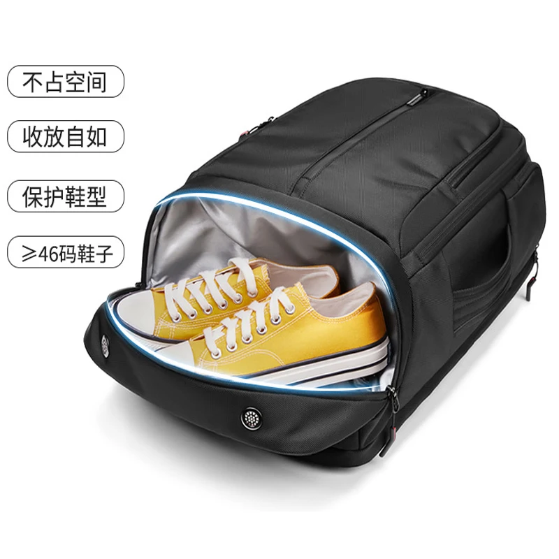 Men Travel Backpack 55L Business Back Pack USB Charging Laptop Backpacks Outdoor Waterproof Messenger Bag Independent Shoe Bags