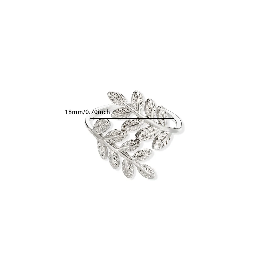 Leaves Rings for Women Opening Stainless Steel Ring 2024 Trend New in Female Band Classic Statement Elegant Jewelry Accessories
