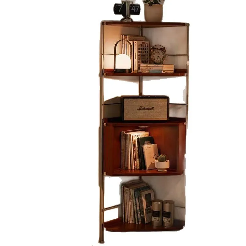 

Medieval solid wood corner shelf bookcase bookshelf living room corner triangular cabinet