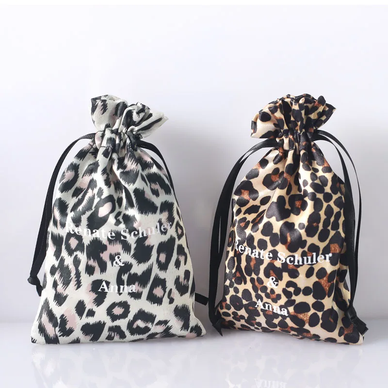 

Leopard Silk Stain Gift Bags 7x9cm to 18x30cm pack of 50 Candle Eyelashes Hair Dust Sack Jewelry Drawstring Pouches