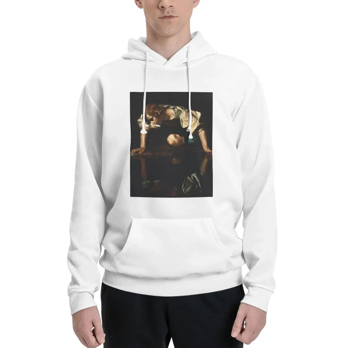 Narcissus - Мужская толстовка с капюшоном Michelangelo Merisi Da Caravaggio Edgy A