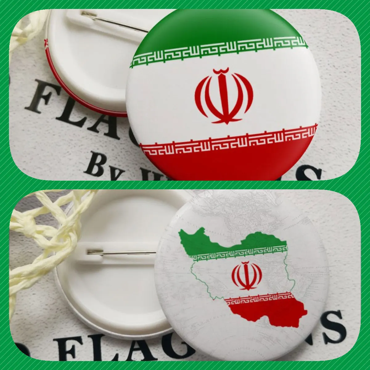 Iran Iranians Map Flag National Emblem National Flower Brooches Badges Lapel Pins