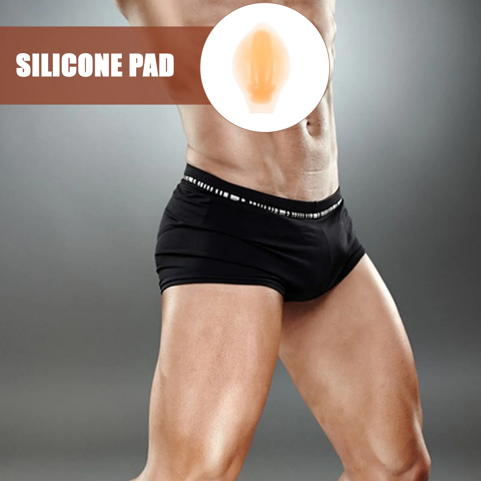 Men\'s Crotch Pad Enlarging Silicone Cup Mens Briefs Swimming Pants Panties Silica Gel Swimwear Man Swimsuit