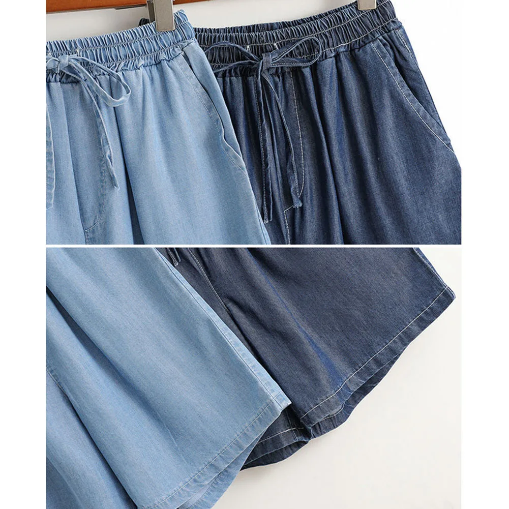 شورت واسع الأرجل من نسيج الحرير الجليدي للنساء بطول خمسة بوصات وخصر مرن وتصميم مريح وجيد التهوية للمنزل والارتداء الكاجوال