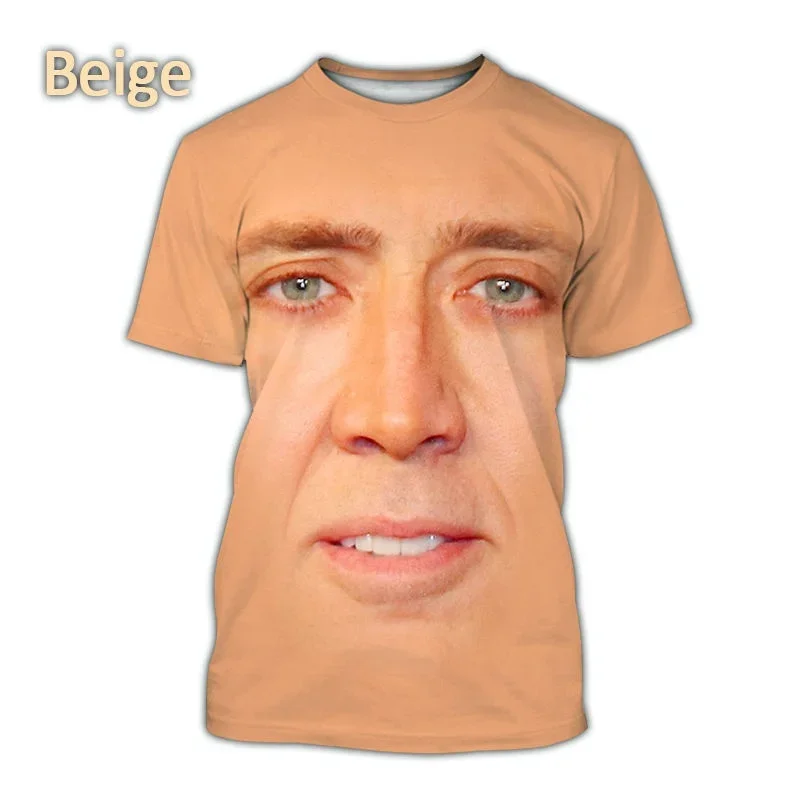 Fashion Cage Face T-shirt Funny 3D Nicolas Kim Coppola Graphic T Shirts for Men Tops Tee Shirts Unisex Women Casual Short Sleeve