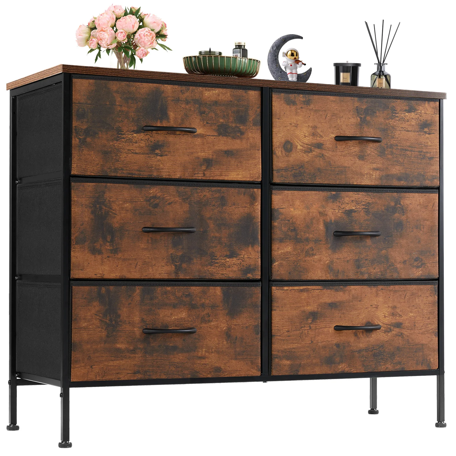

6 Fabric Drawers Dresser, Storage Chest Organizer Units Bins, Dresser & Chest of Drawers, Storage Tower with Fabric Cabinet,
