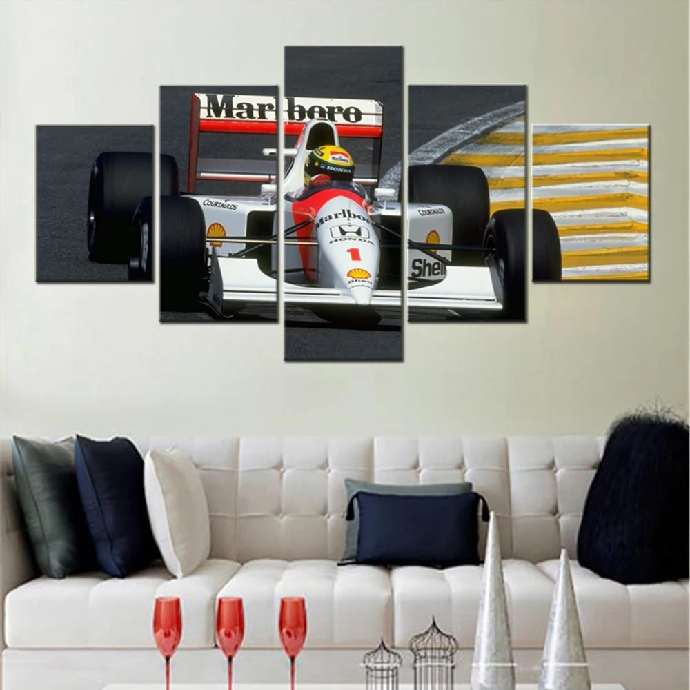 

5 Pieces Wall Art Canvas Poster Racing Sports Car Helmet Formula 1 Wallpaper Painting Living Room Picture Print Home Decor Mural