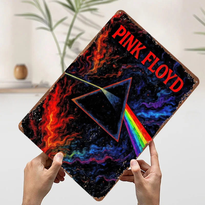 الوردي فلويد الجانب الداكن من القمر المعادن المشارك تين علامات جدار الفن علامة معدنية مخصصة للديكور المنزل غرفة المعيشة الديكور