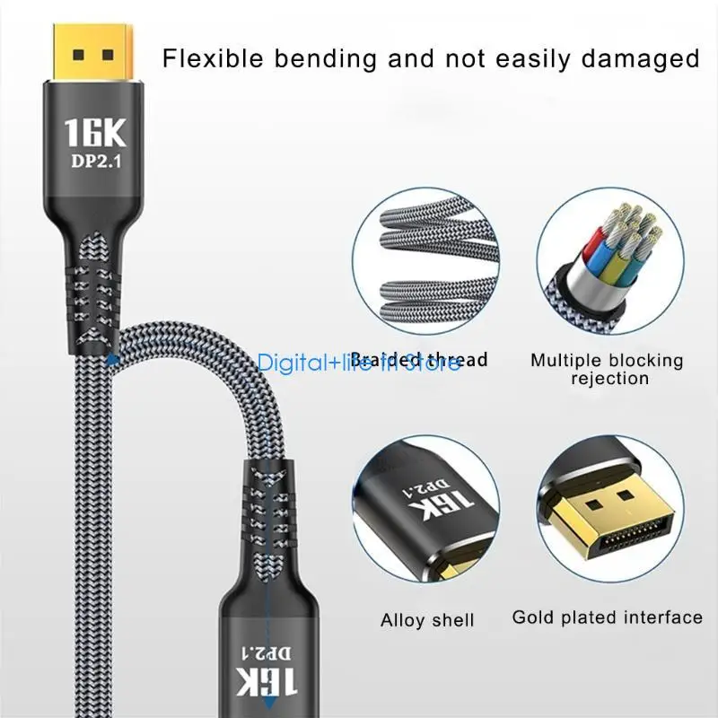 E06D Performances 2.1 16K@30Hz 10K@60HzDP Cable for High Definition Video for Entertainment Systems