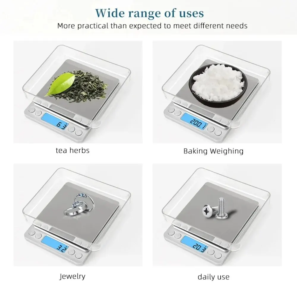 3Kg/500G 0.01g Digital Kitchen Scale Precision Pocket Scales for Jewelry Weighing Food Coffee Measuring Tool with LCD Electronic