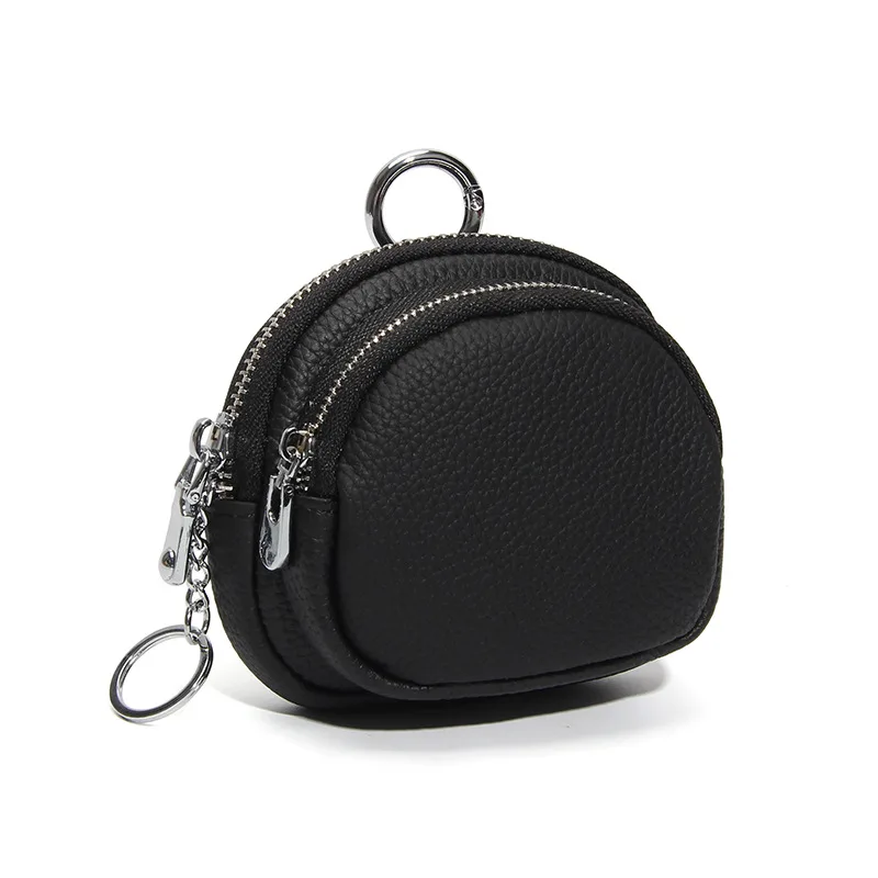 3pcs Coin Purses Women Cowhide Plain Double Zipper Short Storage Bag Mix Color