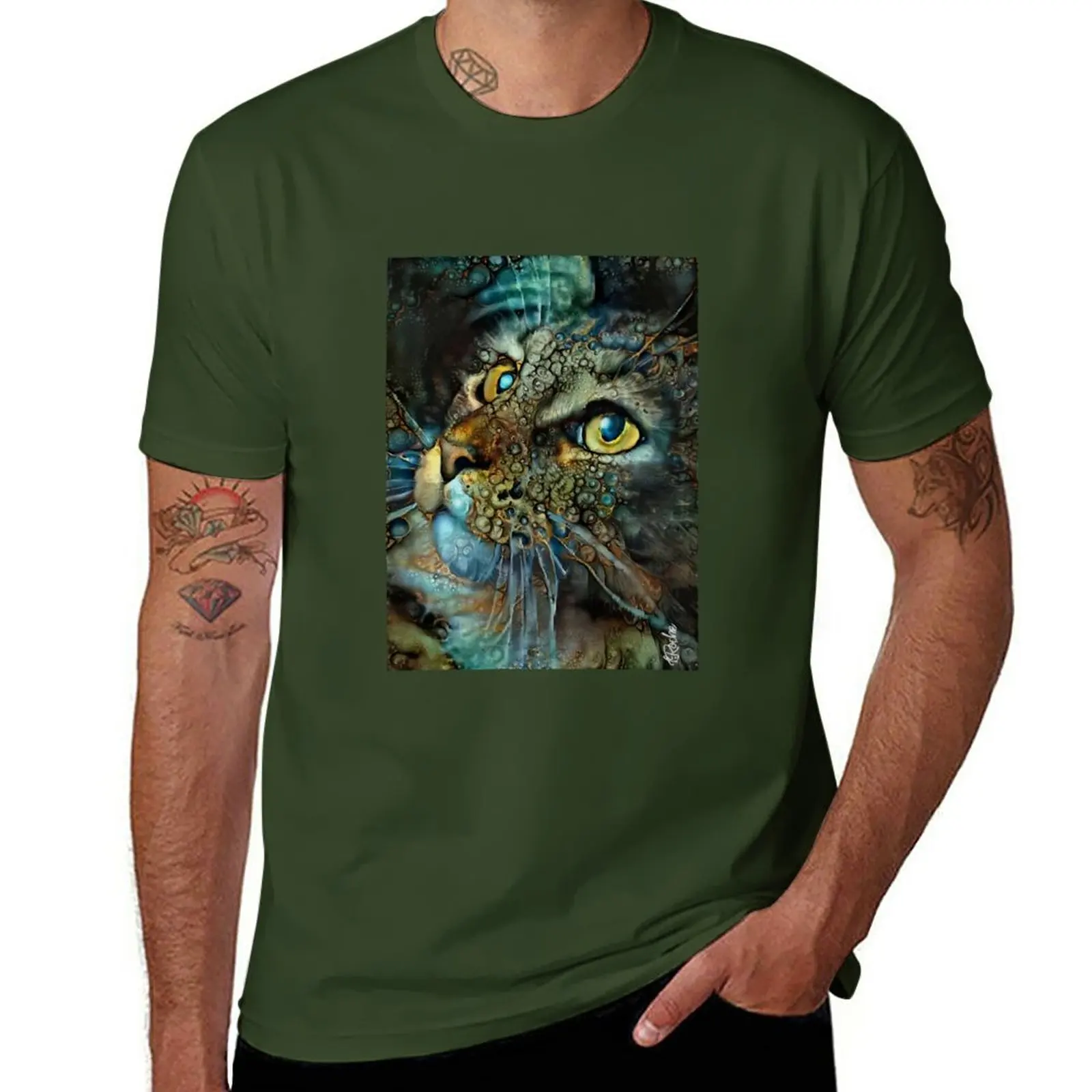 Renata - Cat, cat, kitten, chat, read roche paintings T-Shirt boys animal print quick-drying graphics anime t shirt men