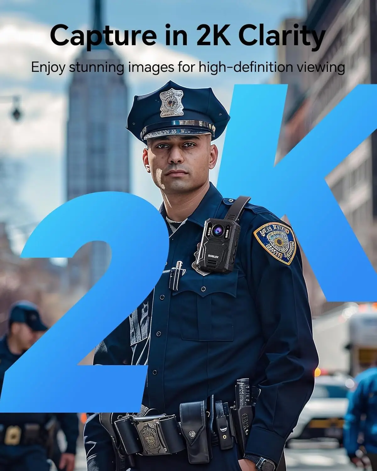 BOBLOV KJ23Pro 128GB ポリスボディカメラ 2K 4000mAh USB-C 法執行機関向け IP66 防水