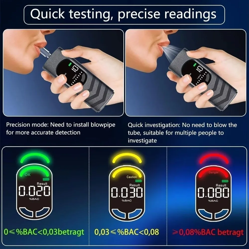 LCD Display Digital Alcohol Tester Police Grade Breath Analysis Alcohol Detector Digital Display Drunk Driving Test