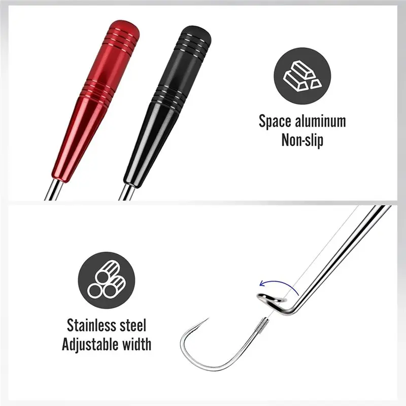 مجموعة كماشة الصيد ABHS - تتضمن مزيلين بخطافات صيد من الفولاذ المقاوم للصدأ + أداة حلقة مقسمة واحدة #2