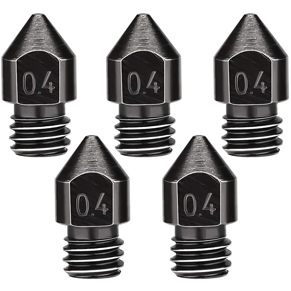 5 Pcs 3D Printer Extruder Nozzle 0.4Mm Hardened Steel Mk8 Nozzle Heat-Resistant For Cr-10/Ender-3 Series 3D Printer