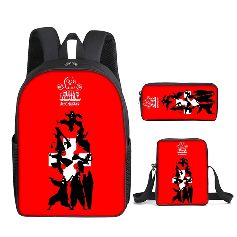 Flame Fire Brigade Fire Force Season 3 Tas Ransel Anak Pelajar Tas Bahu Tas Pena Set 3 Bagian